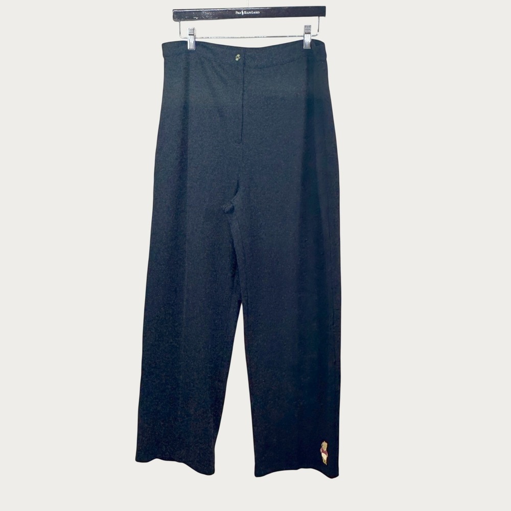 Disney Store Winnie the Pooh Pants Large Black Embroidered Wide Leg Disneycore